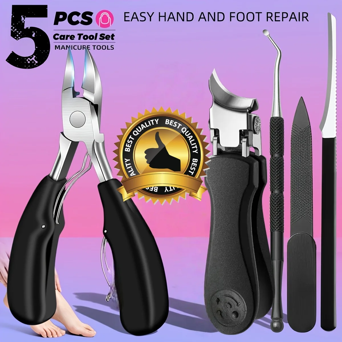 1/5pcs Premium Nail Trimming Set for Home Use and Festival Gifts. Assorted Clippers Pedicure Tools and File with Ergonomic Grip