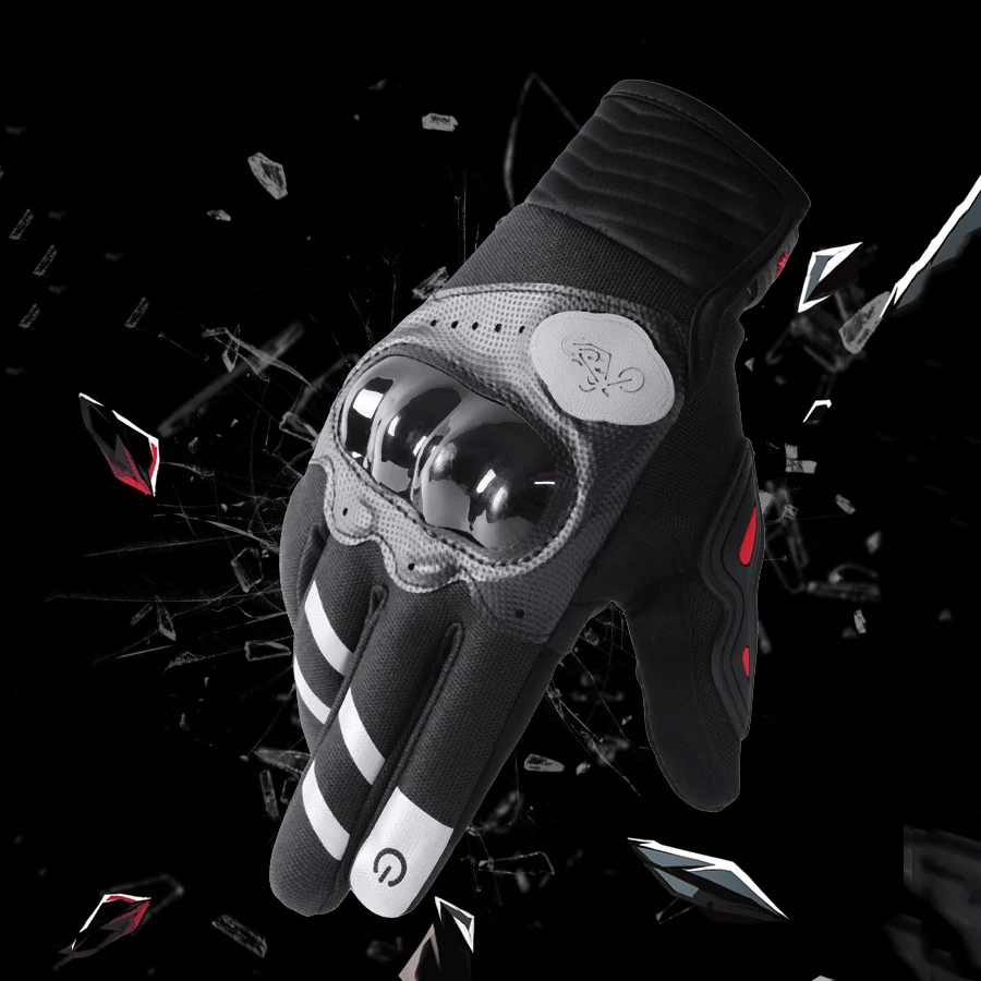 قفازات شاشة تعمل باللمس للرجال، قفازات كاملة الأصابع للدراجات النارية على الطرق الوعرة، قفازات واقية للسباق، غلاف صلب واقٍ مضاد للانزلاق