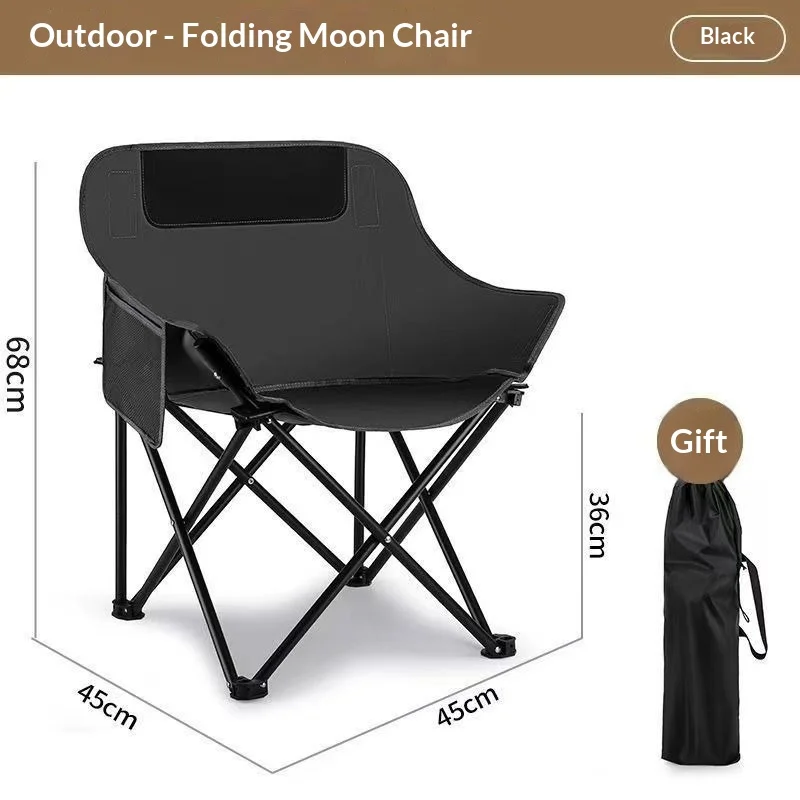 Sports Outdoor Camping Collapsible Lightweight Quick Open Low-Back Moon Folding Chair Storage Bag Oxford Fabric Picnics Beach
