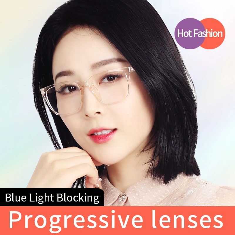 Progressive Reading Glasses for Women, Multifocal Resin lens Blue Light Blocking,Superior Extremely Light tr90 Frame