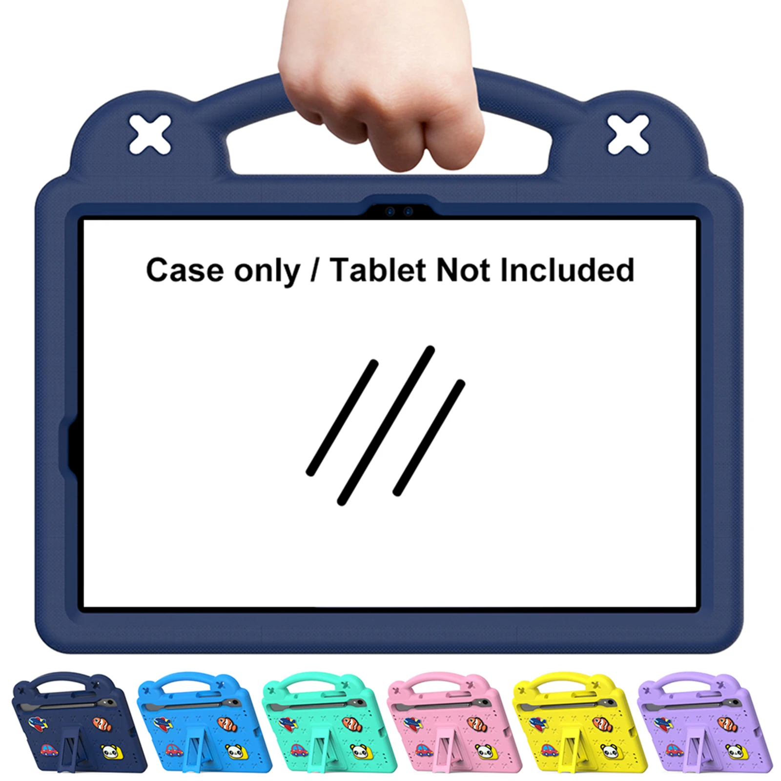 

Для Samsung Galaxy Tab A9+/S9 FE+/S10+/S9+/S8/S7 детский силиконовый чехол с ручкой-подставкой