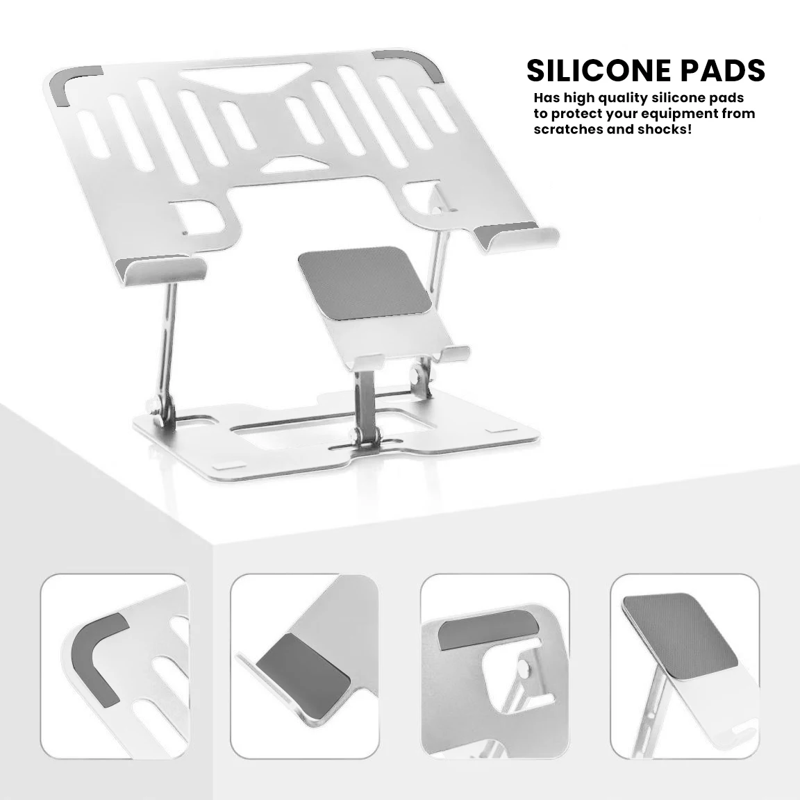 حامل متعدد الوظائف مع حامل كمبيوتر محمول قابل للطي يعزز التهوية وقابل للتعديل مع حامل هاتف قابل للتعديل لمنازل المكاتب