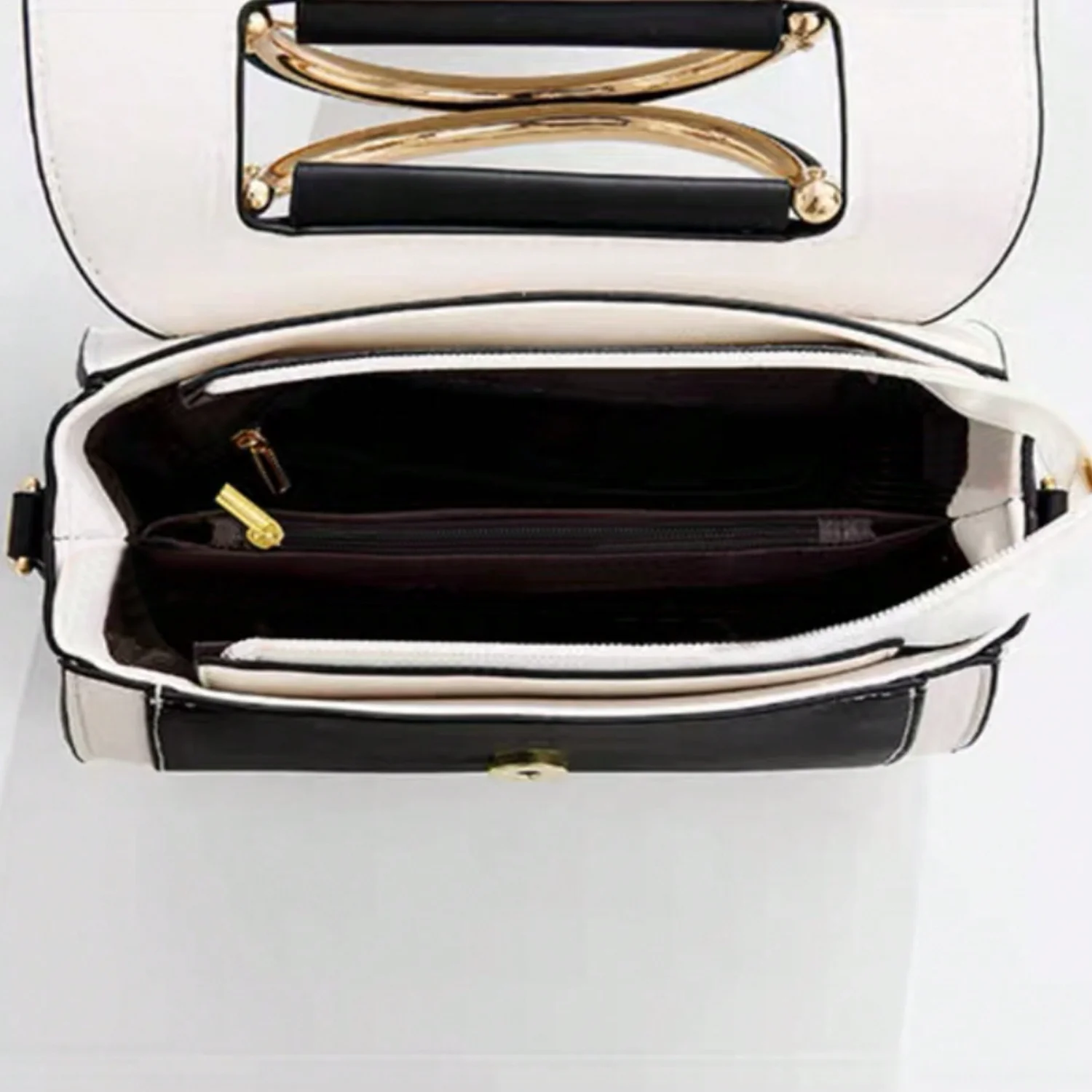 PLANEE Metallic Decor Square Handbag, Shoulder Bag With Color-Blocking Flap, Women's Shoulder Bag With Buckle Decor, Women's Sma