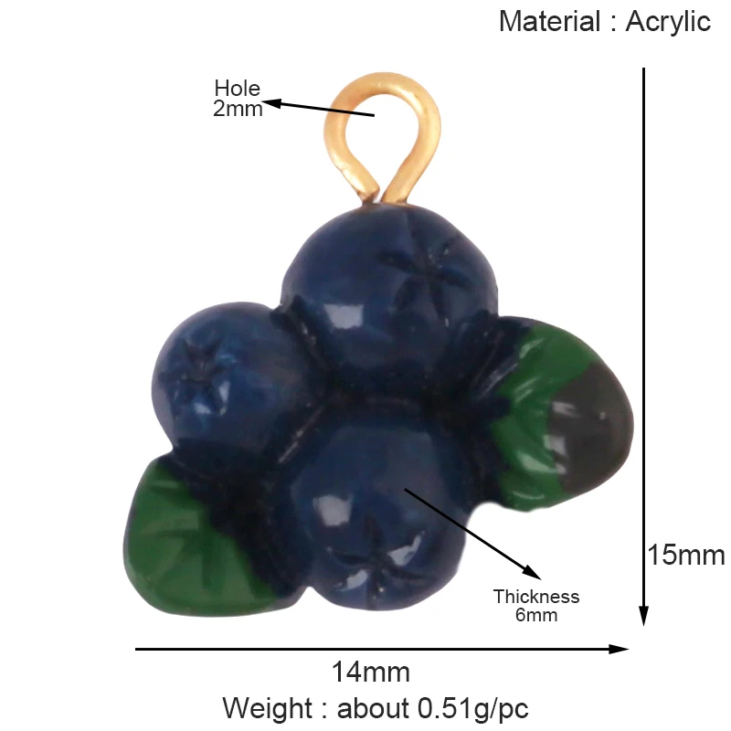 Arylic 3D Obst Erdbeere Traube Mango Durian Wassermelone Kirsche Granatapfel Charm Anhänger, Schmuck Halskette Armband Versorgung S18 – Detail 18