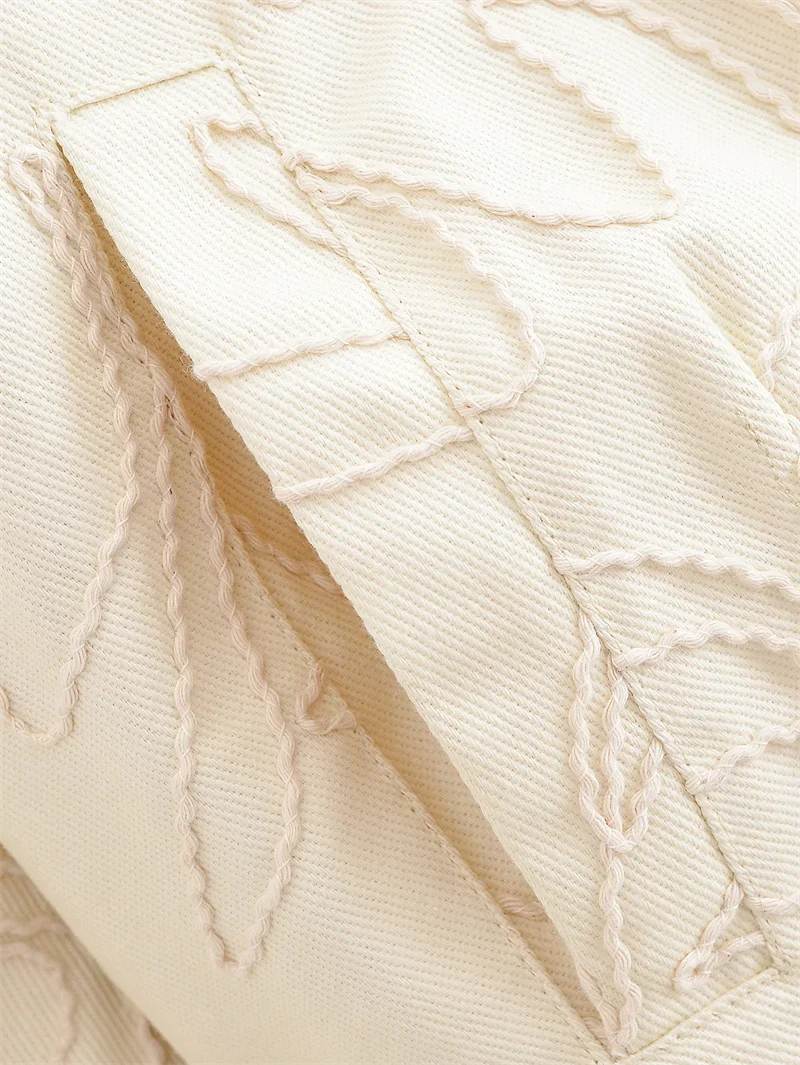 เสื้อแจ็คเก็ตสตรีฤดูร้อนใหม่เสื้อแขนยาวสีขาวเชือกหนาเย็บปักถักร้อย Casual แฟชั่นบุคลิกภาพอเนกประสงค์