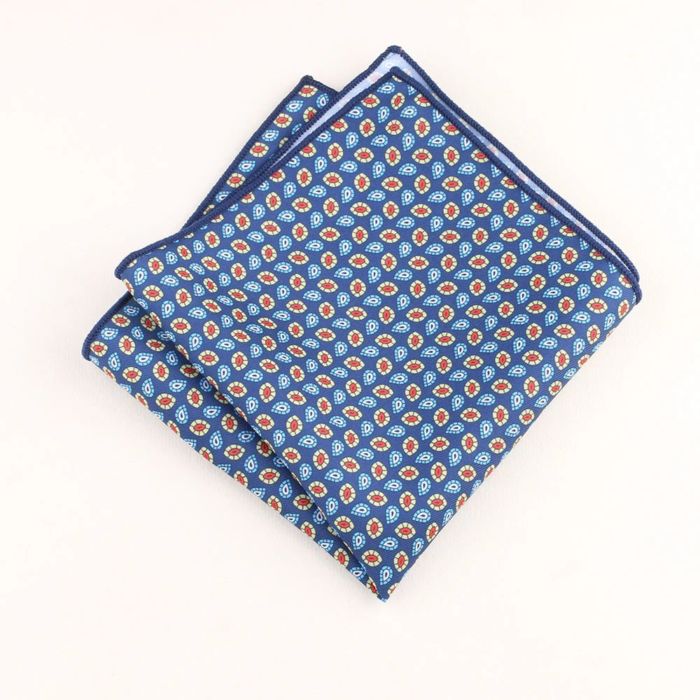 24cm New Winter Luxury Silky Pocket Square Men Floral Paisley Printed Handkerchief Colorful Soft Hanky Wedding Party Suit Cravat