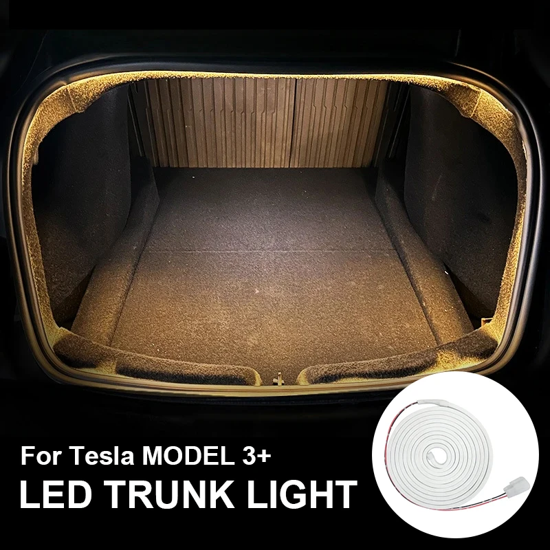 For Tesla Model 3+ Trunk LED Light Strip 2024 Highland Model 3 LED Rear Trunk Cargo Light Front Rear Atmosphere Light Brightens