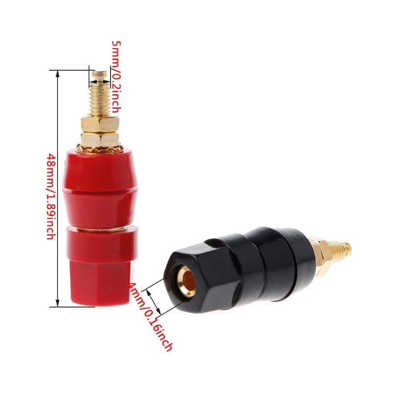 1 Pair 4mm Banana Plug Red Black Connector Amplifier Terminal Binding Post Speak