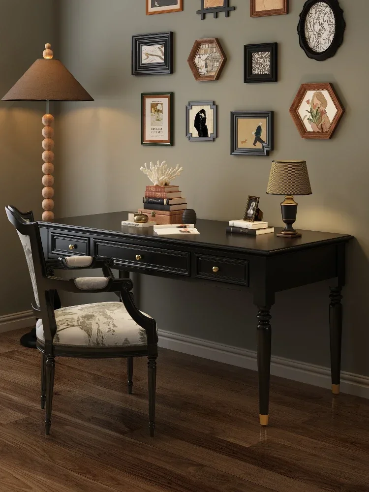 

Мебель черный ретро компьютерный стол из цельного дерева для взрослых