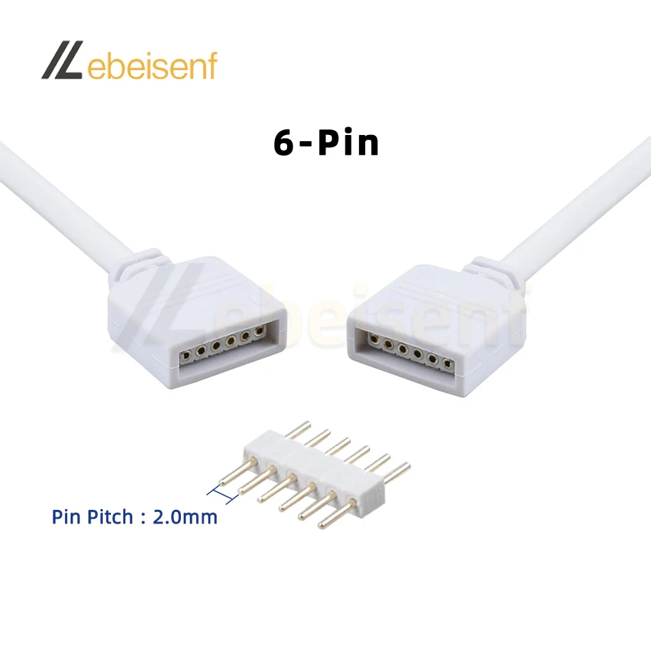 Conector de barra LED de cable de extensión 4p 5p 6P 30cm 50cm 1m 2M 3M 22awg 6 5 cable de conexión de 4 agujas rgb rgbw rgbww rgbcct cable