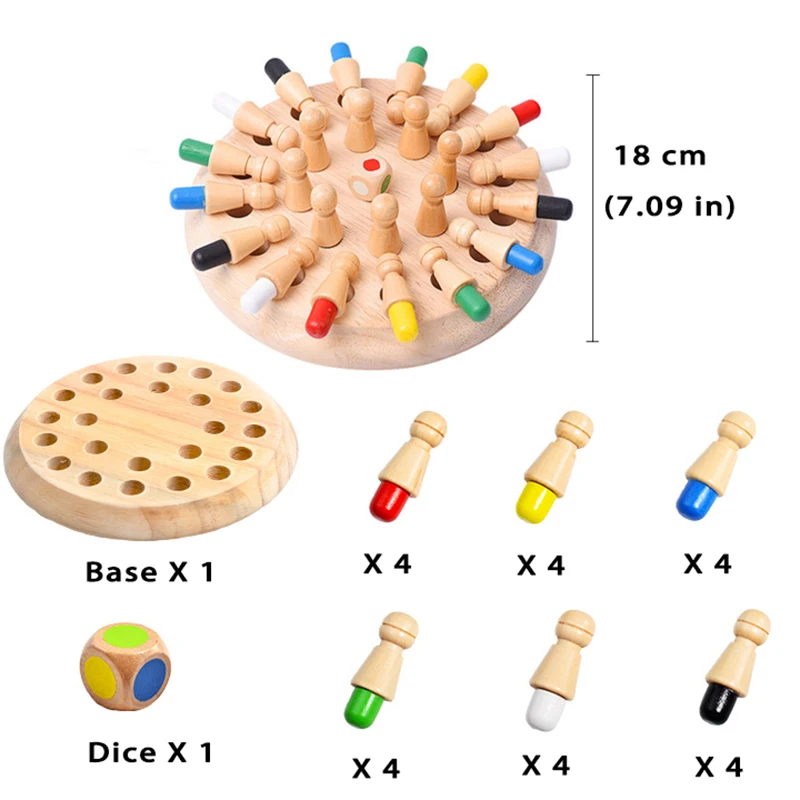 Houten Memory Match Stick Schaak Kleur Spel Bord Puzzels Montessori Educatief Speelgoed Cognitief Vermogen Leren Speelgoed Voor Kinderen