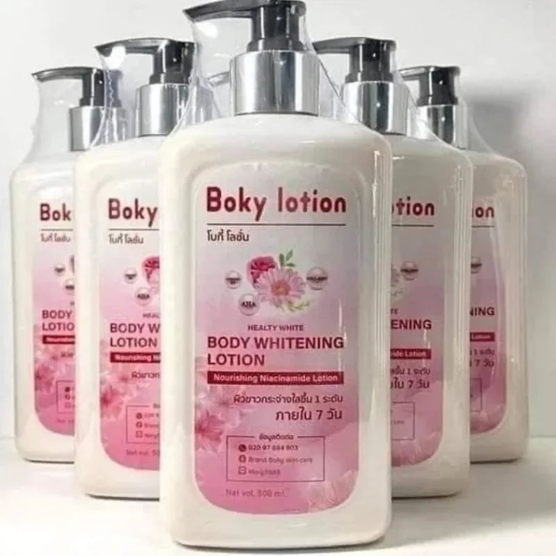 Boky Bright White Body Reduce Dark Skin Blemishes Moisturize Brighten Smooth Skin Whiter Lightening 500ml ครีมโลชั่นบำรุงผิวขาว