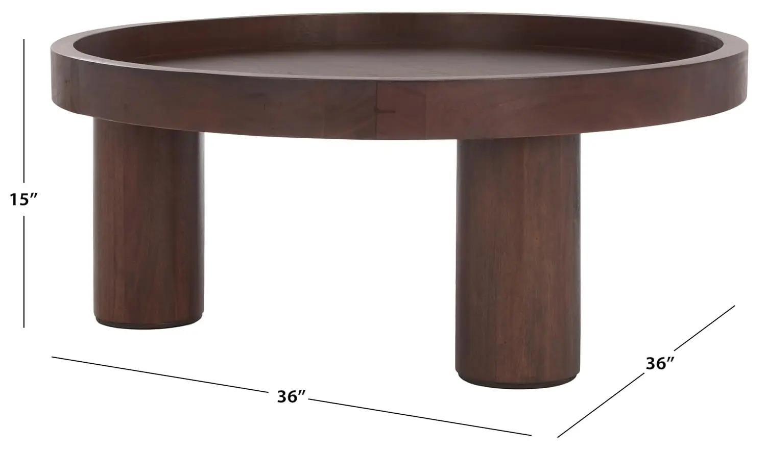Brown 3-Leg Round Coffee Table, Customized