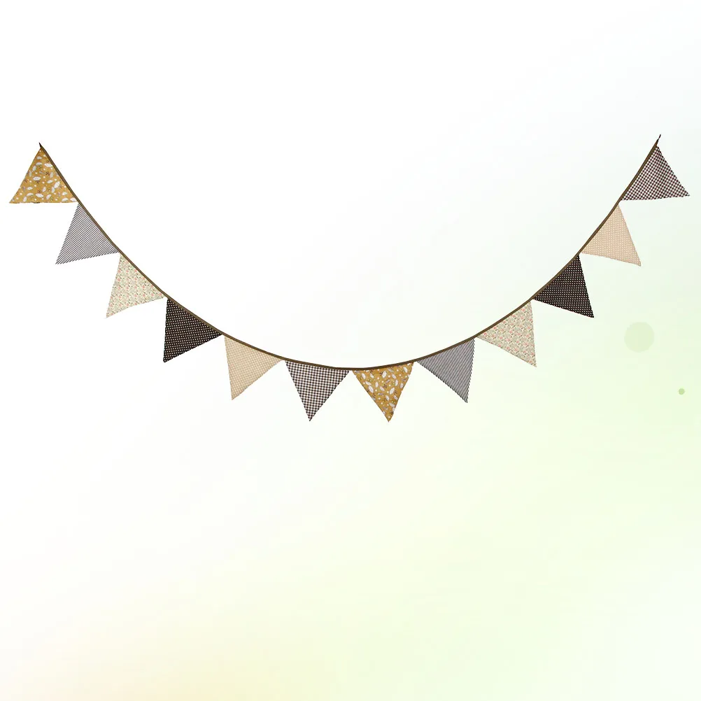 

Brown String Flag Cotton Party Bunting Decorative Banner Wedding Anniversary Home Decoration Photography Background