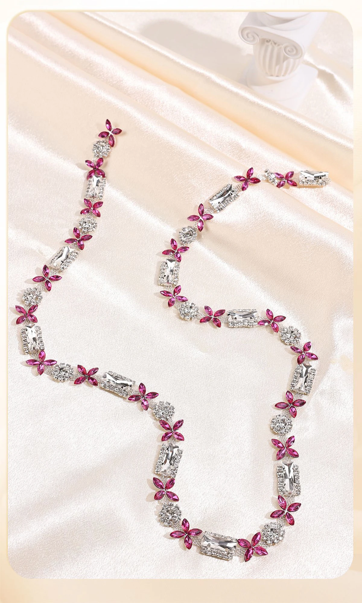 10 Yards Strasskette Kristalldiamant DIY Bastelzubehör Kleidungsaccessoire Glitzer-Strassband Nähzubehör Geschenkdekoration – Detail 2