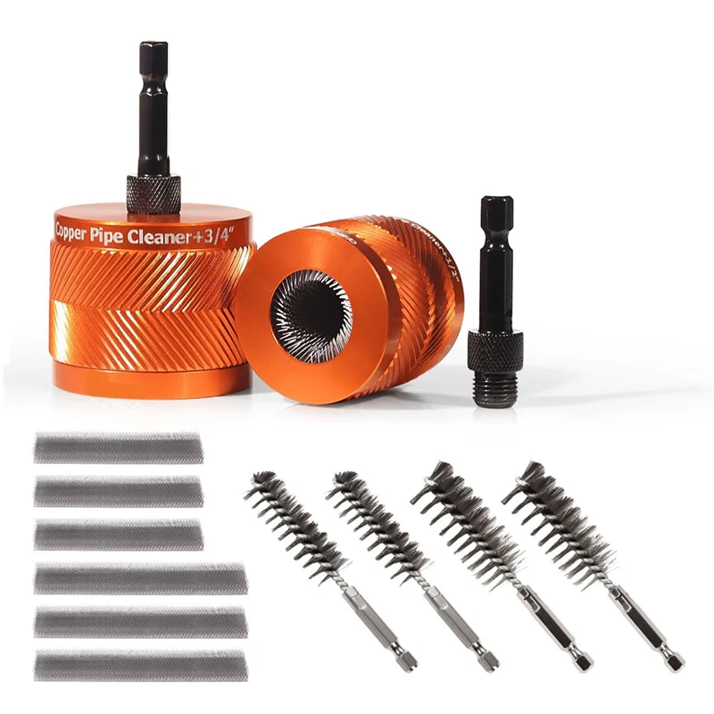

Набор для чистки медных труб — 1/2 дюйма, 3/4 дюйма, для очистки ржавчины, пятен, краски на медных и других металлических трубах