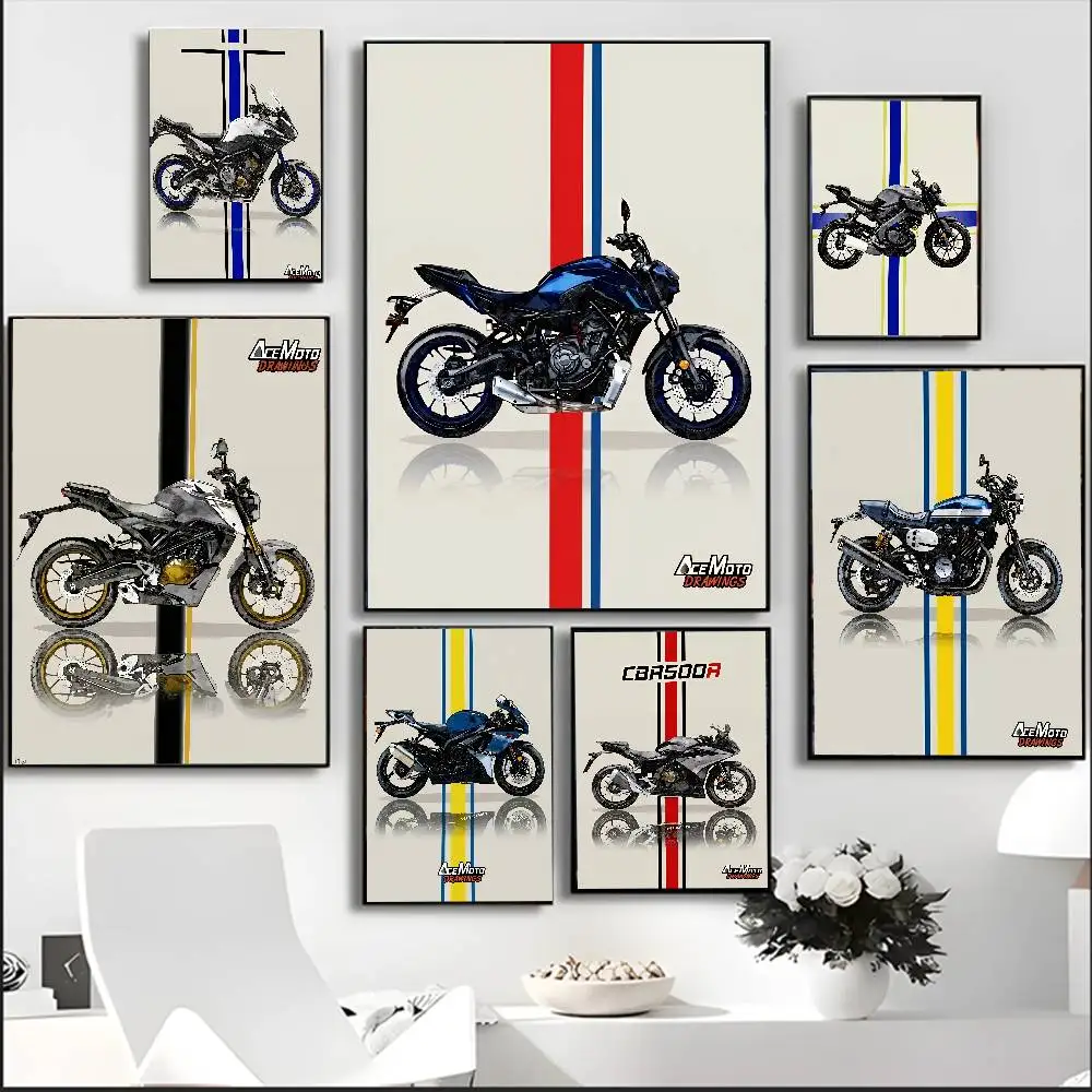 Modern Luxury Motorcycle Art Poster Print For Living Room Home Decor FJR1300 MT09 Heavy motorcycle Canvas Painting Wall Art