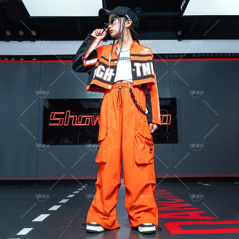 女の子のダンスショーのスーツ,ジャケット,トップ,パンツ,社交ダンス服,ヒップホップコスチューム,ジャズダンス服,ガールズストリートウェア,ファッション