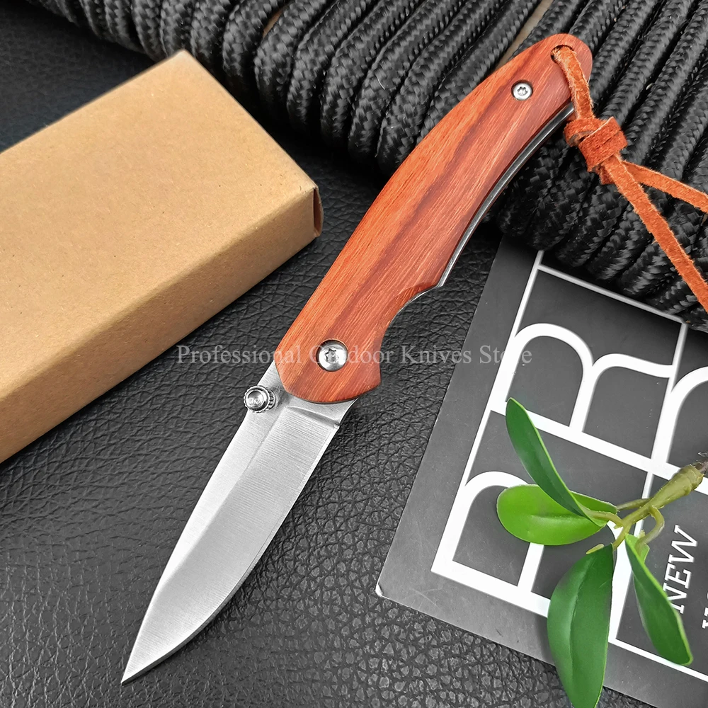 

Pocket Outdoor Fruit Knife Wood Handle EDC Survival Multitools Camping Stainless Steel Folding Blade Knife Tactical Tools