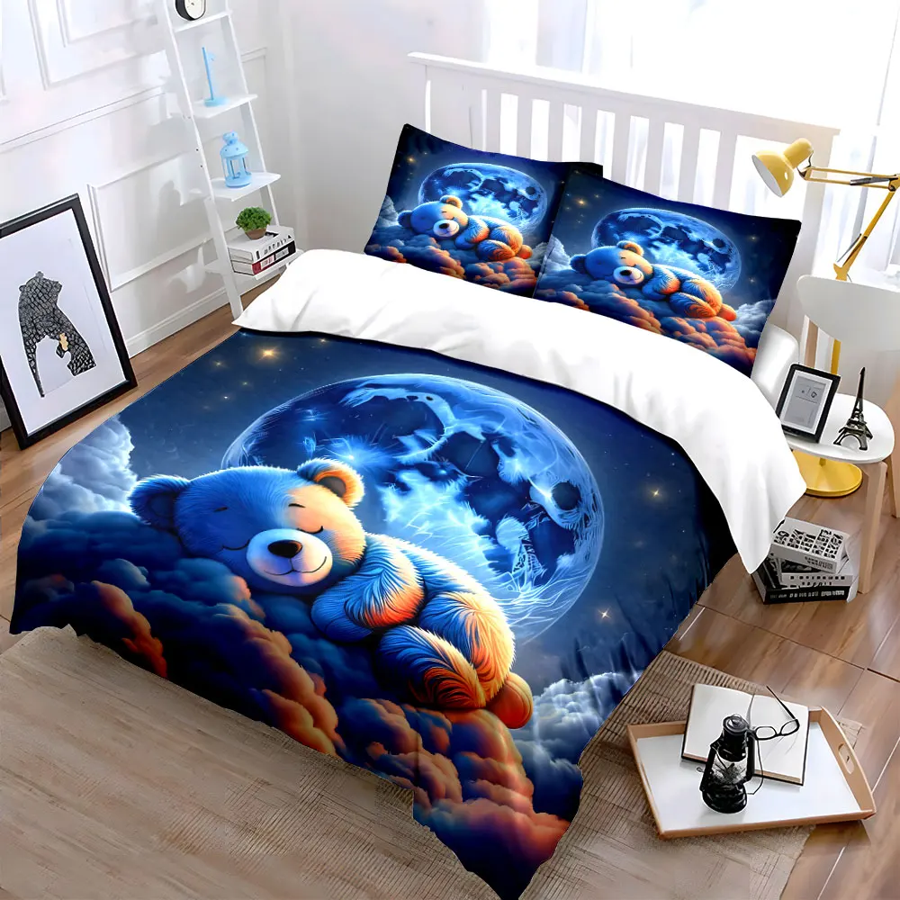 

"Cozy Night Moon Set" Multiple sizes kid's and adults' bedroom Exquisite 3PC bedding set, gift