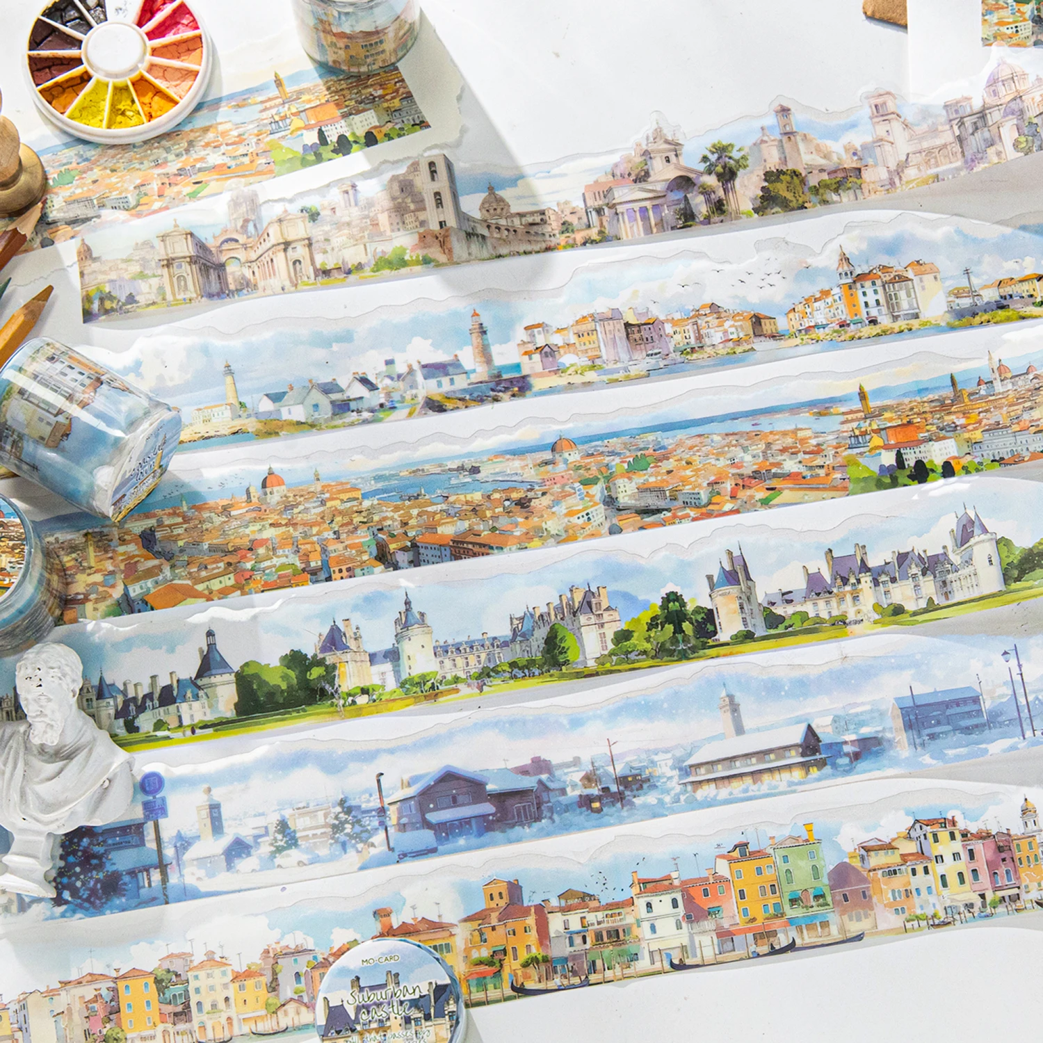 

Лента 45 мм * 2 м, европейский городской пейзаж, ПЭТ-образная лента, канцелярские принадлежности для рукоделия, скрапбукинга, дневника, декоративная лента Васи