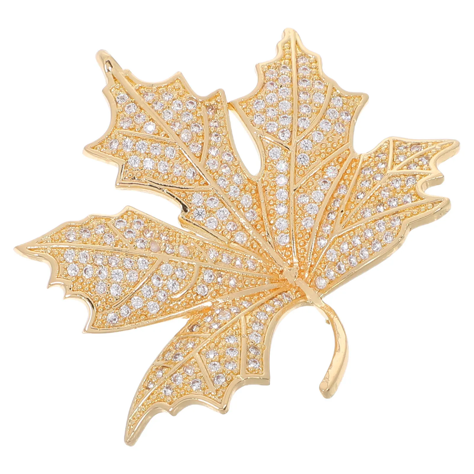 

Rhinestone Brooch Maple Leaf Shape Metal Lapel Pin For Women Dress Brooches For Women Men Wedding Jewelry Accessory