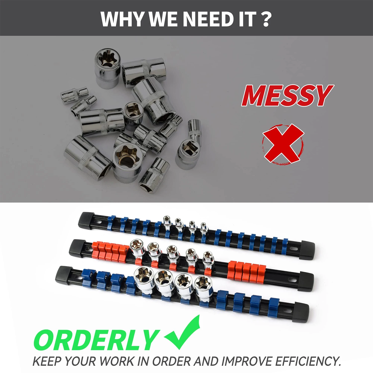 Imagem -03 - Traight-chave de Plástico Titulares Universal Socket Organizer Rail Bracket Ferramentas de Reparação Chave de Parede Soquete Home Tools 2