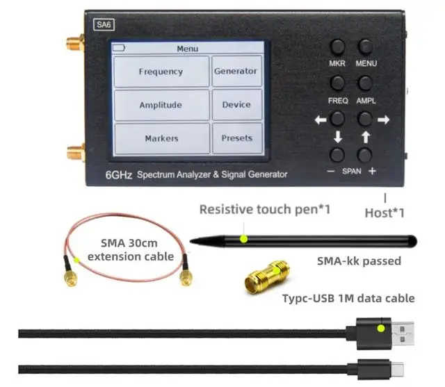 6GHz SA6 Portable RF Spectrum Analyzer Spectrum Explorer Signal Genertor With Tracking Generator 6.2 GHz With Touchscreen