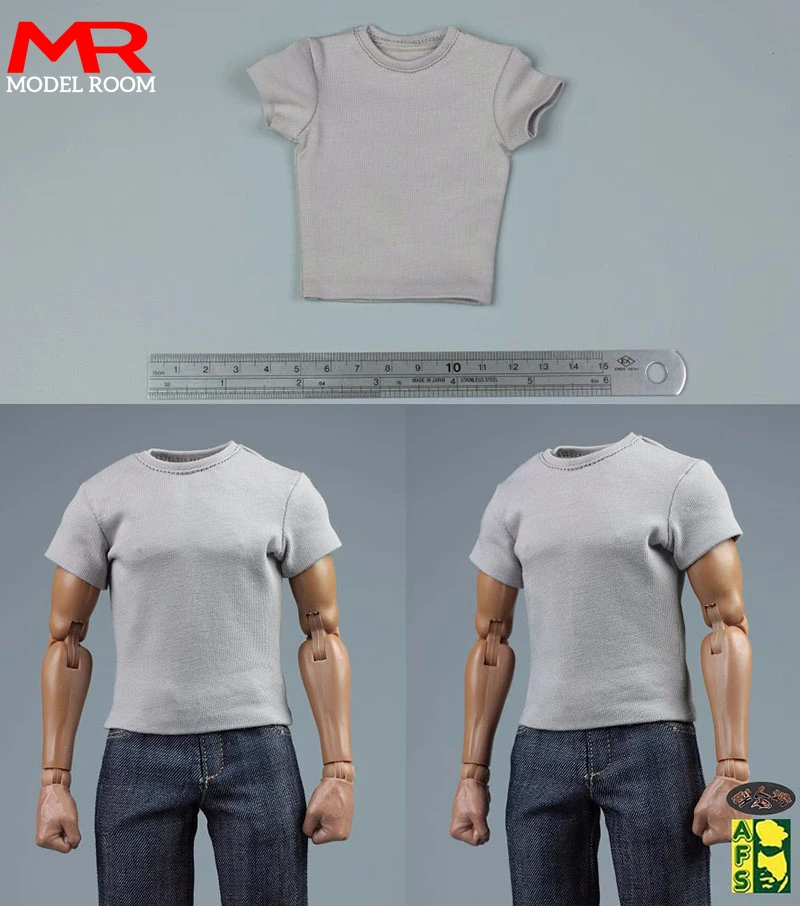 AFS 1/6 Skala Männliche Soldat Einfarbig T-shirt Tops Kleidung Modell Fit 12'' Soldat Action Figur Körper Puppen – Detail 3