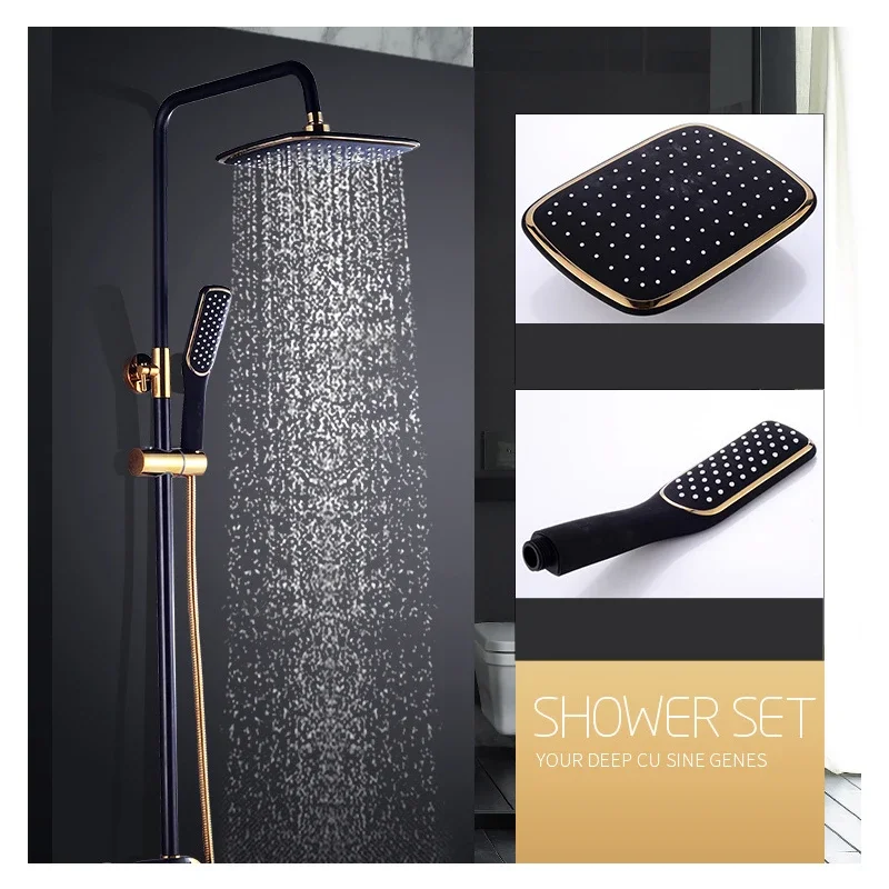 Bathroom Shower Set Luxury Black/White Golden Bath Lifting Shower Faucet Tap Bathroom Cold and Hot Mixer Shower Tap Bathtub Set