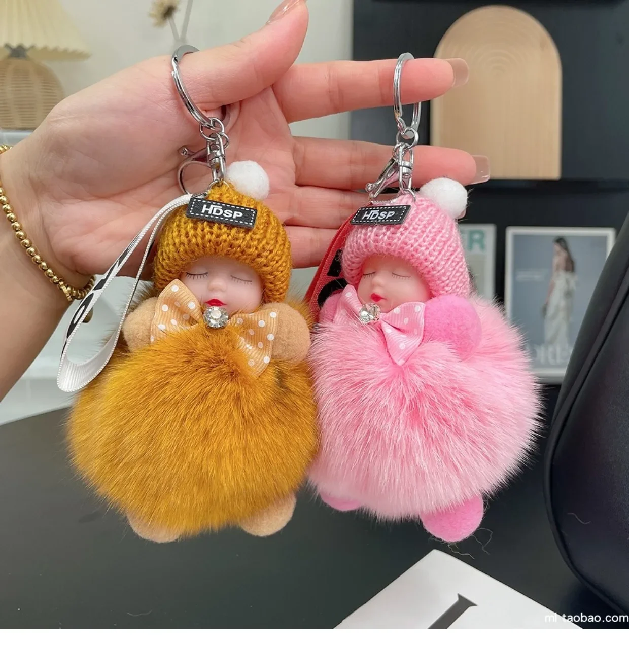 LLavero de pompón de piel de zorro auténtica, llavero de piel de felpa, accesorios bonitos y esponjosos, llavero, anillo de muñeca, llaveros de pompón de piel, dije para bolso