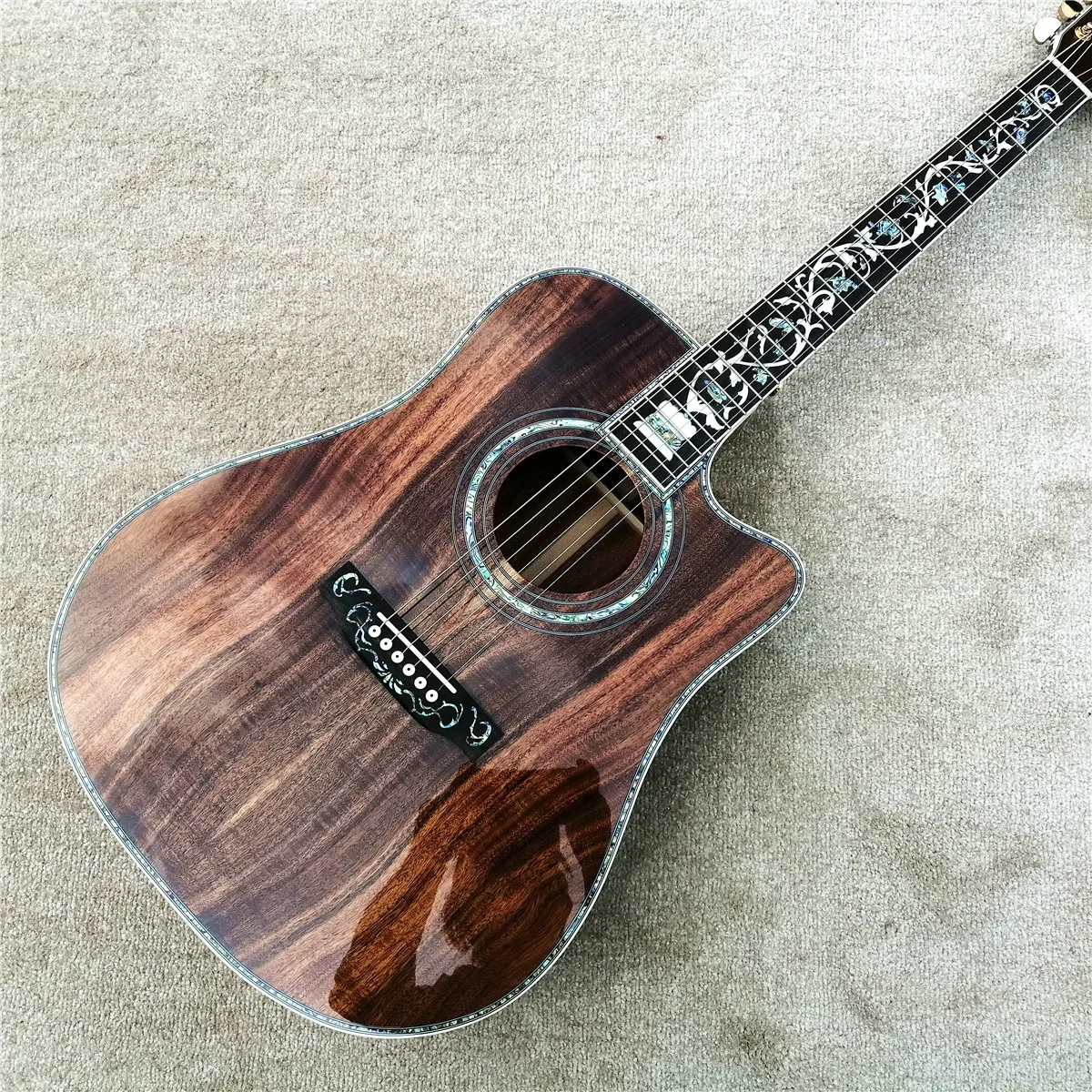 

Custom All Koa Wood Acoustic Guitar 41 Inches Abalone Tree Of Life Ebony Fingerboard Guitarra