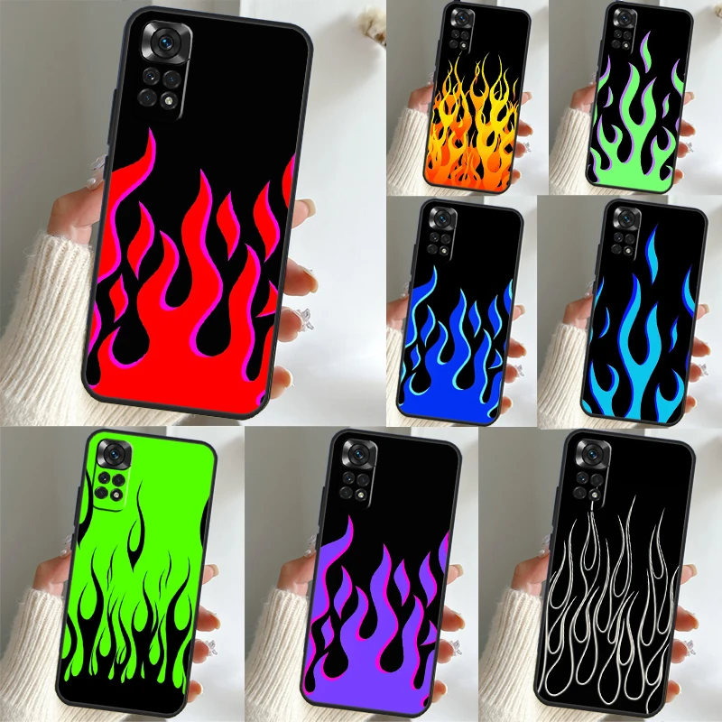 Blue Red Flame Fire Case For Xiaomi Redmi Note 11 10 8 9 12 Pro Note 11S 10S 9S 8T Redmi 10 10C 9A 9C 9T Coque