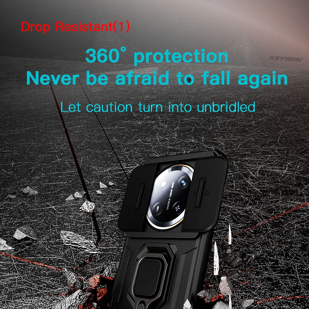 KEYSION Shockproof Case for HONOR X9c 5G Magic7 Lite 5G Slide Camera Lens Protection Ring Stand Phone Cover for Honor X60 Pro 5G