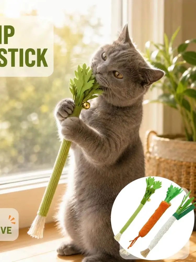 Interaktives Katzen-Kauspielzeug mit Glocke, Natürlicher Katzenminze-Kaustick, Hochwertiges Beißspielzeug zur Zahnreinigung für Kätzchen und Katzen