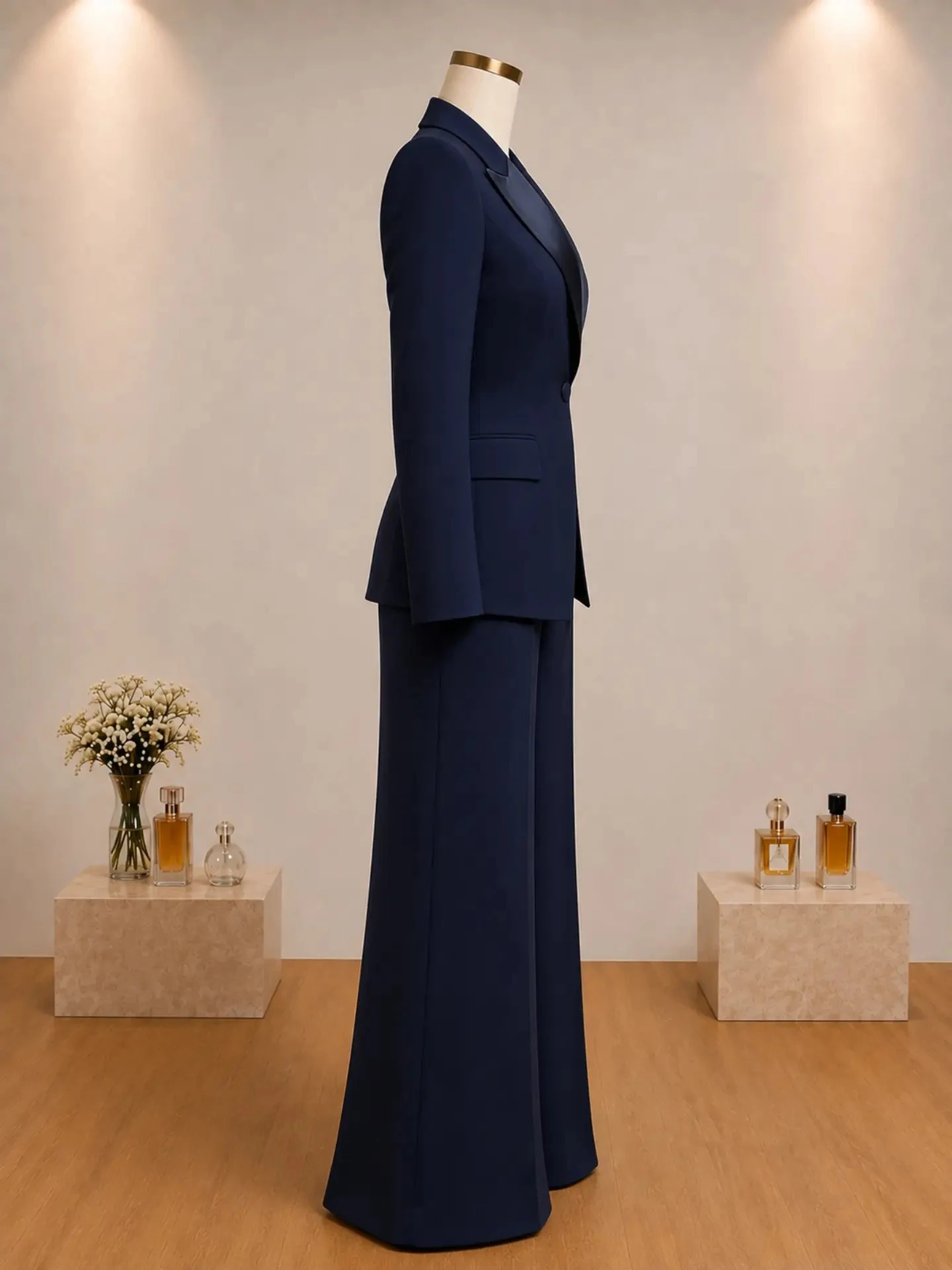 Elegant Women's Evening Dresses Suit Gowns Peaked Lapel One Button Jacket Pants For Female Satin 2 Pieces Suit Customized M925