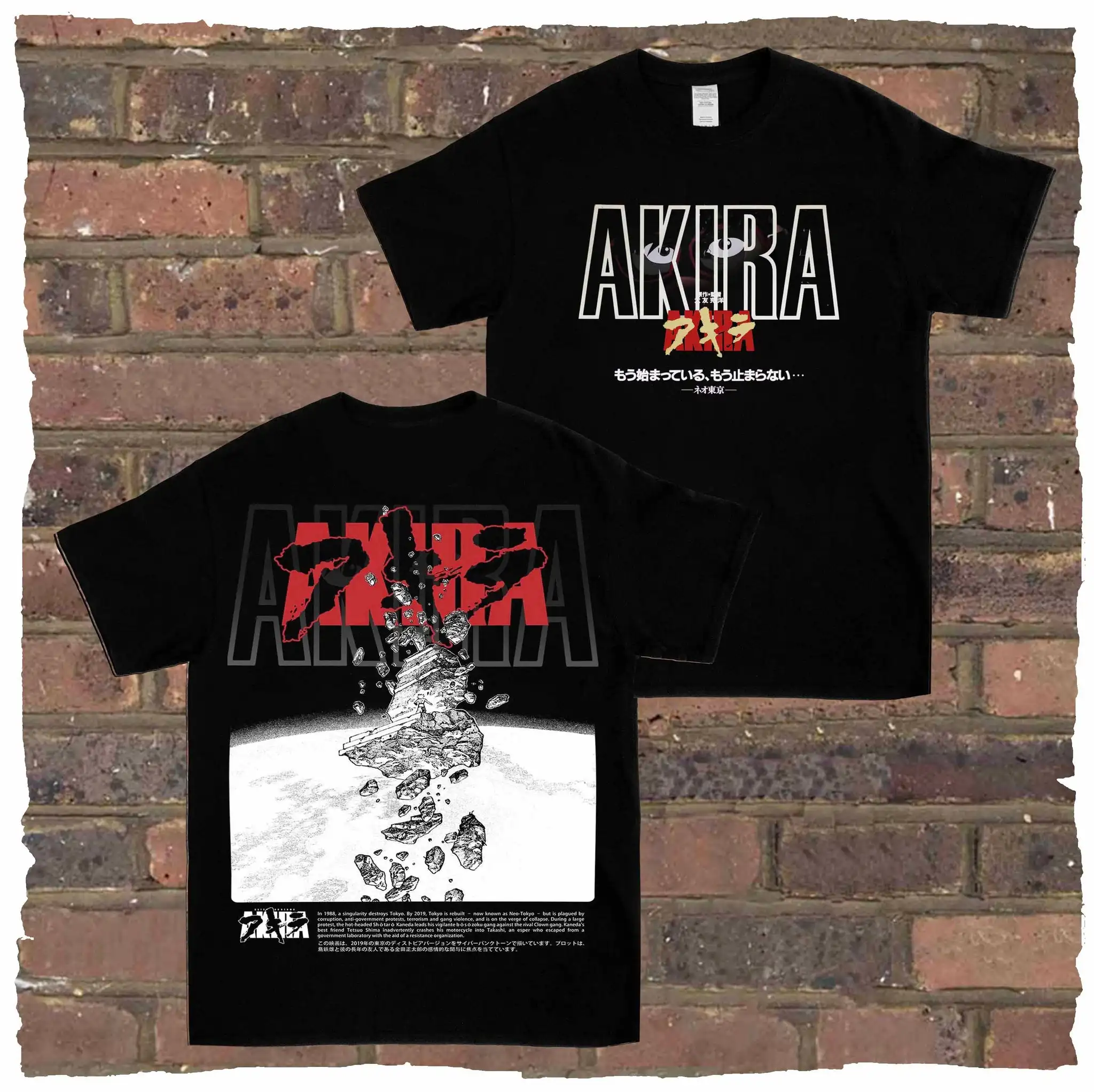 AKIRA Neo Tokyo Explosion Manga T Shirt Vintage Anime Graphic Unisex Casual Short Sleeve Crew Neck Retro Streetwear Tee Tops