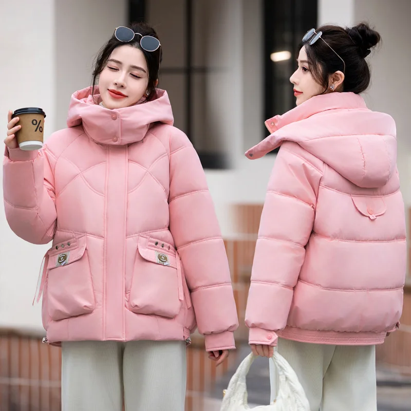 Thicke Warm Down Cotton Jacket Women 2024 Winter Korean Loose Casual Hooded Coat Female Parker Puffer Jackets Outerwear Overcoat