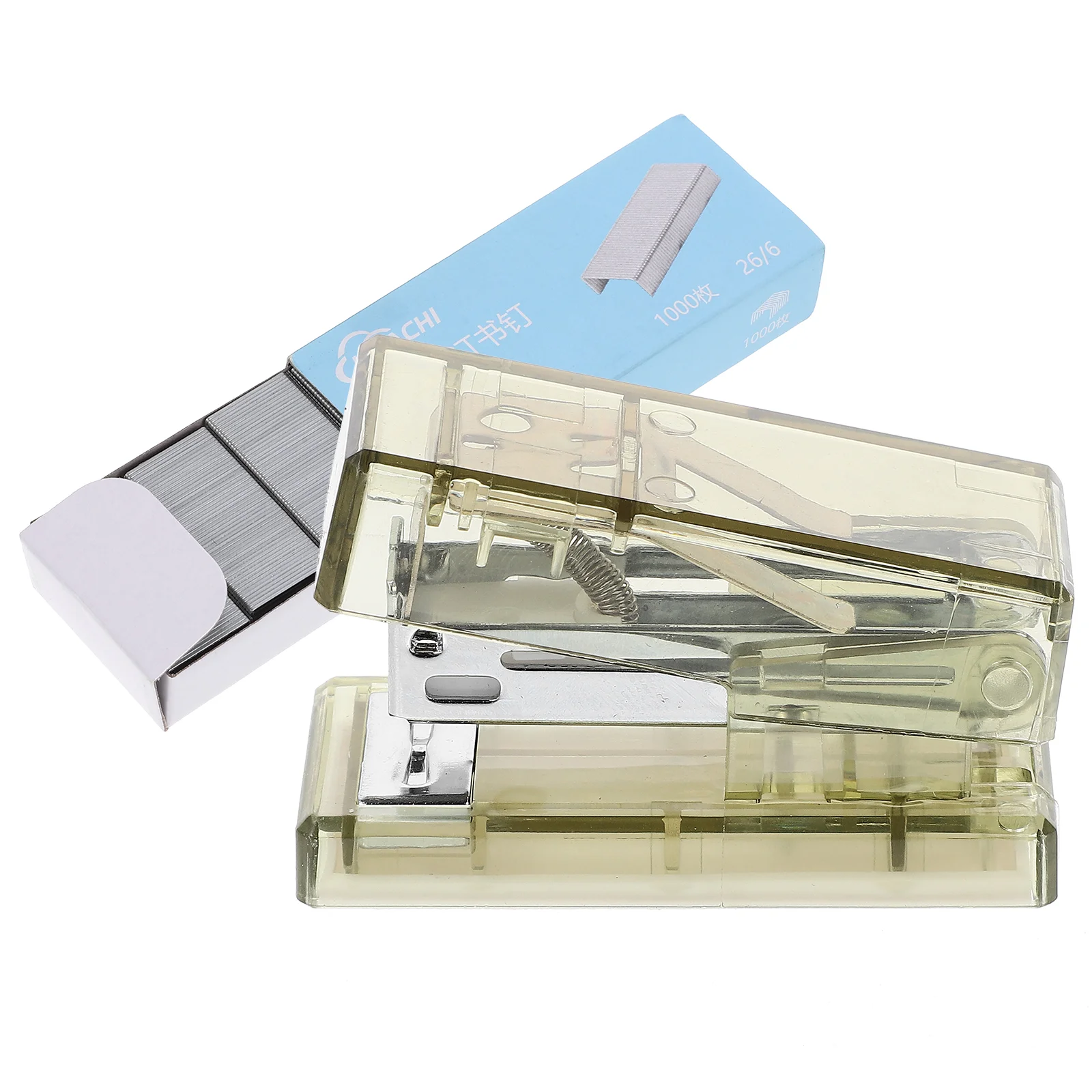 1 Set of Convenient Desk Stapler Plastic Hand Stapler Transparent Stapler Plastic Stapler Stationery