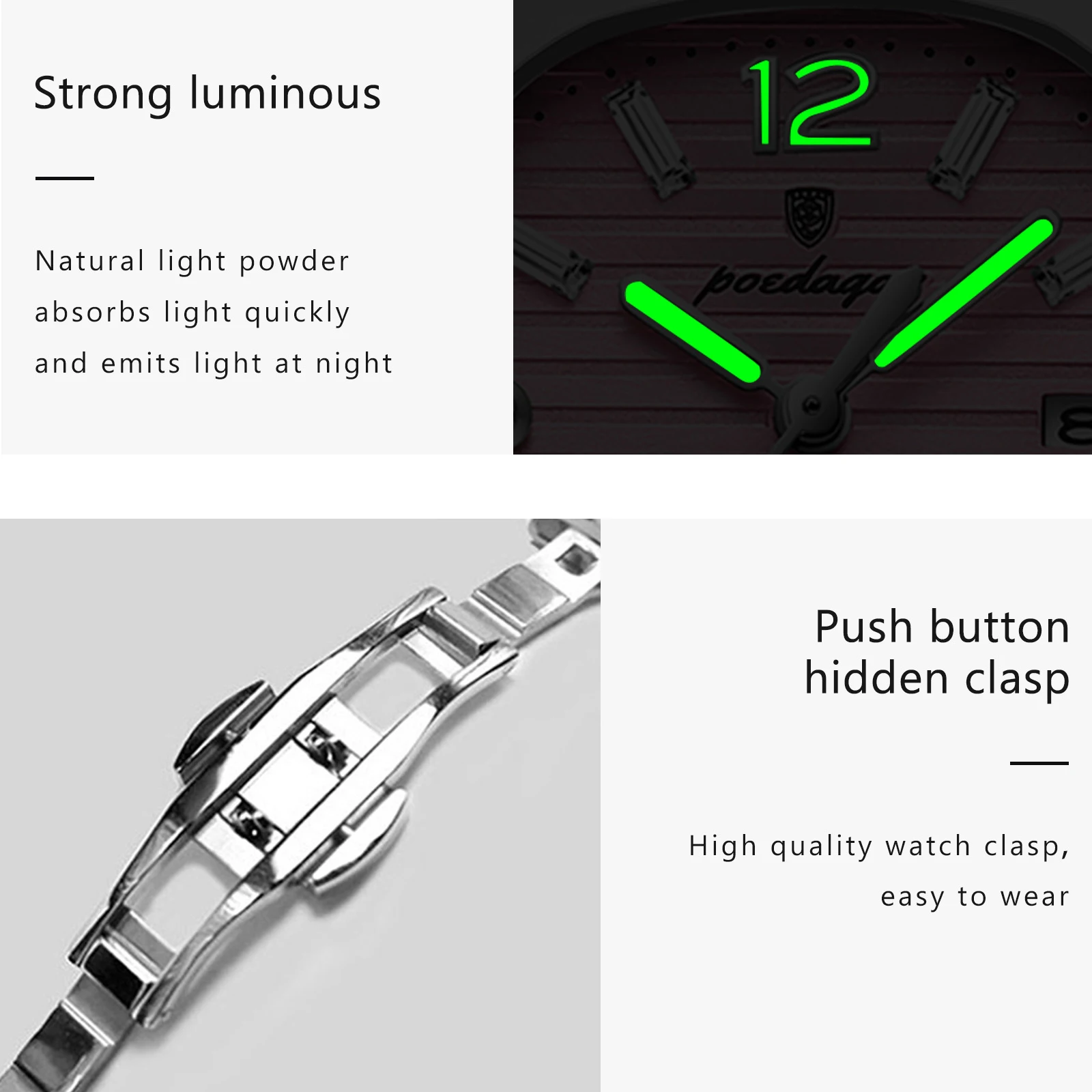 POEDAGAR Square Fashion Woman Wristwatch Luminous Waterproof Date Ladies Watch Luxury High Quality Quartz Women's Watches Reloj