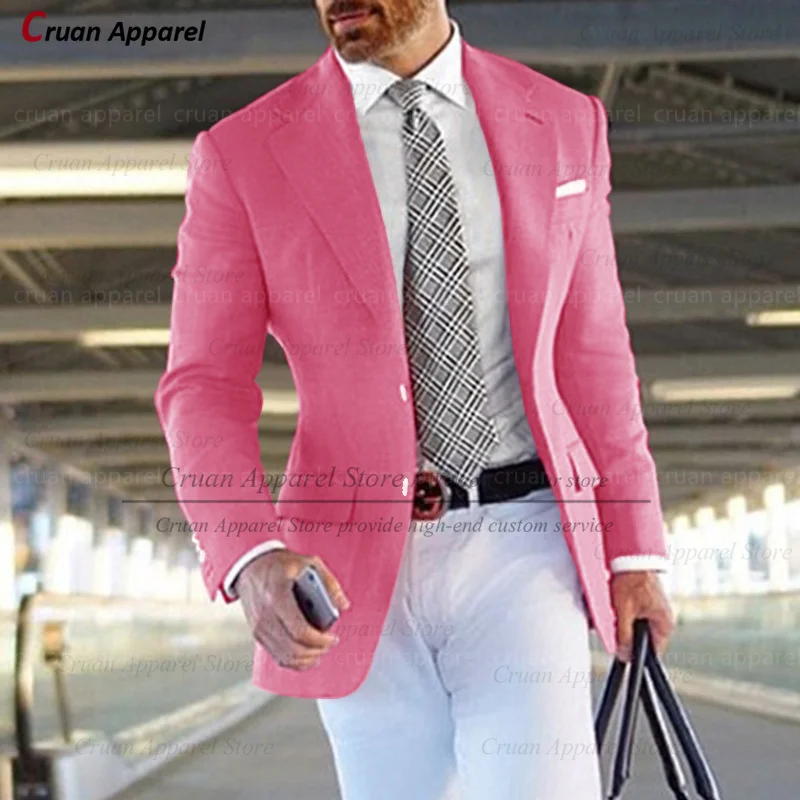 (One Blazer) Latest Casual Fuchsia Men's Blazer Slim Fit Groom Wedding Suit Jacket Tailor-made Fashion Best Man Dinner Tuxedos