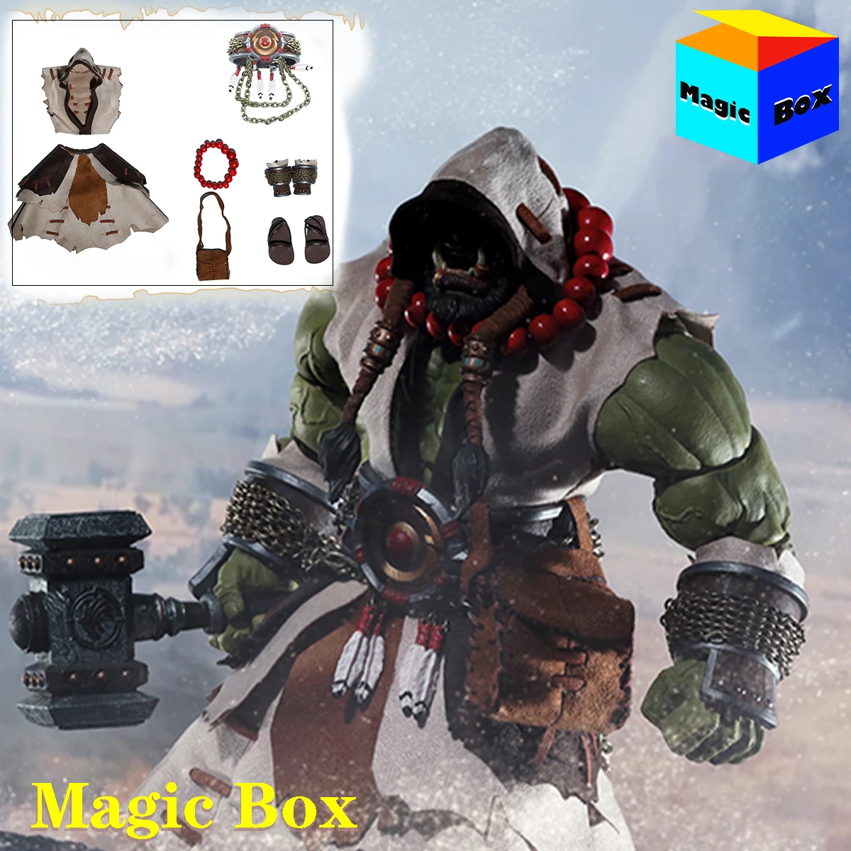 JLDZ Toys 1/10 Mithril Studio WOW Guardian of the Horde Berserker Orc Action Figure Model Thrall Clothes Weapon Set Accessories