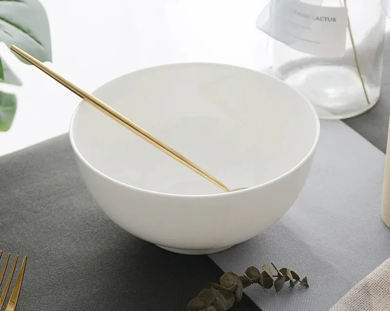 Bol en porcelaine en os blanc uni de 6 pouces, bol à soupe de fruits chinois en céramique, pour dîner et fête, récipient alimentaire thermos
