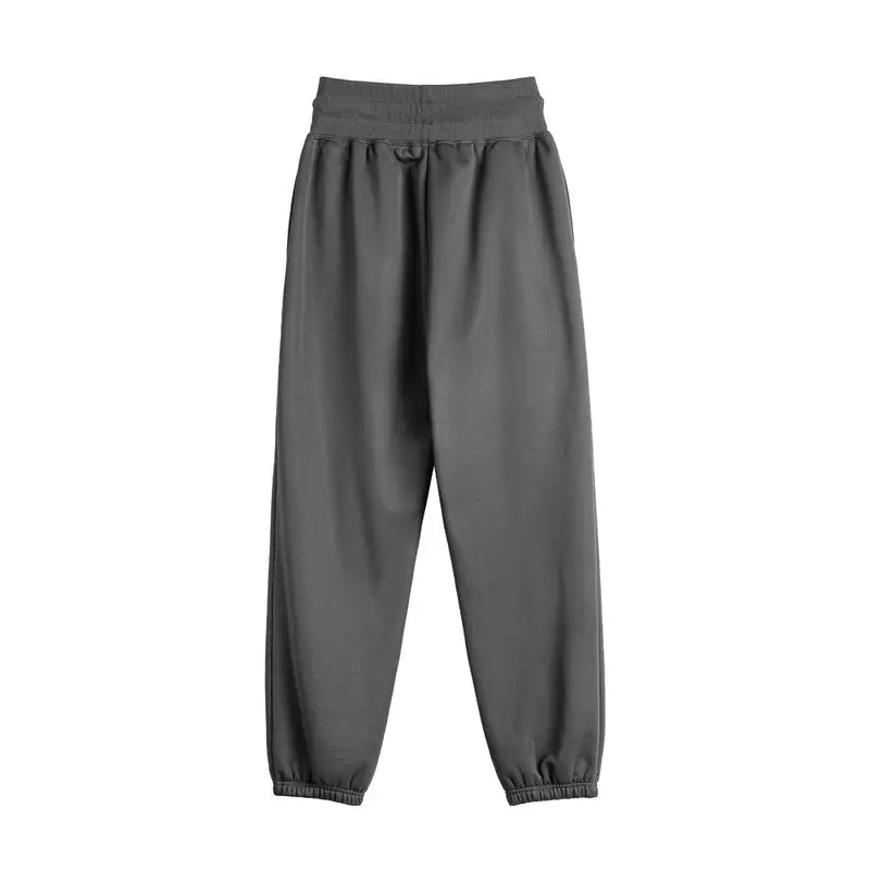 Maden Pantaloni sportivi in pile spesso invernale da donna Pantaloni da jogging caldi Pantaloni termici casual a vita alta accoglienti Grigio scuro