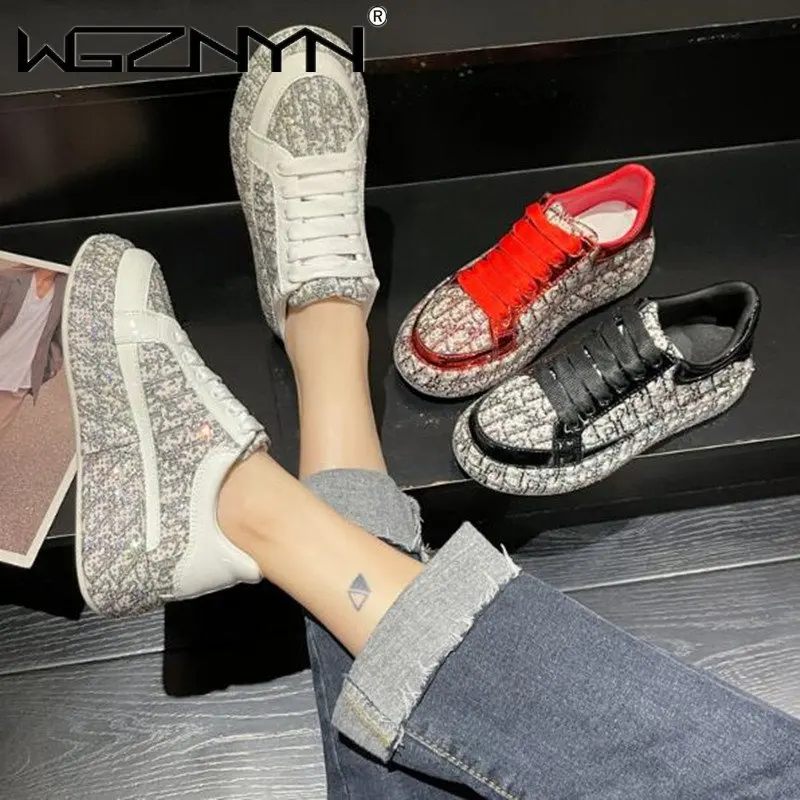 Hot Sale Wholesale Sexy Bling Casual Shoes for Women New Style Fashionable Flat Shoes Summer New Style Womens Fashion Sneakers