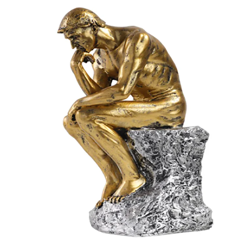 

Thinker Statue Resin Abstract Sculpture Thinker Man Statue Collectible Figurines art for home Bedroom Office Table