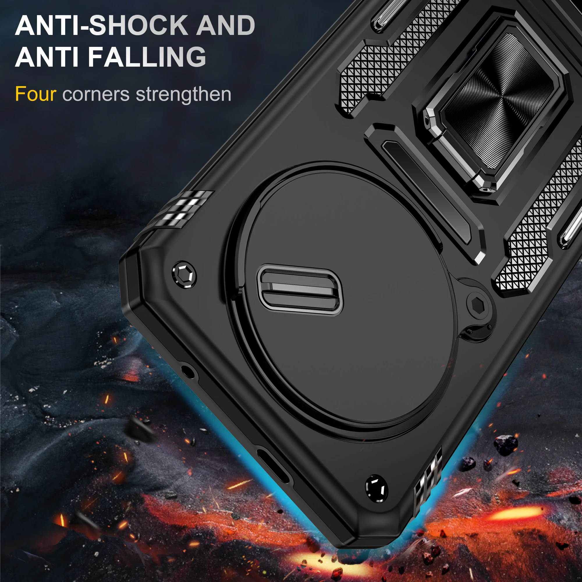 Case For POCO M8 Pro X7 X6 X6pro C75 4G 5G Heavy Duty with Camera 360 Degree Kickstand Cover