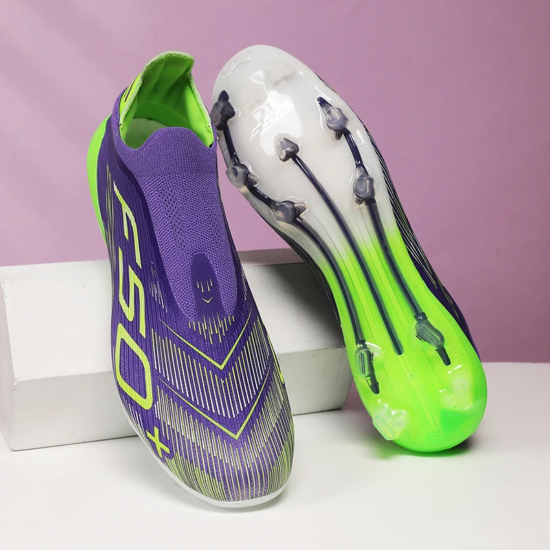 Unisex High Top Soccer Shoes Autumn Kids Teenager Turf And Firm Ground Cleats For Amateur Match Daily Football Training Outdoor