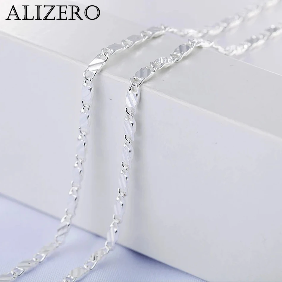 

ALIZERO 925 Sterling Silver 16/18/20/22/24/26/28/30 inches 2mm Flat Clavicle Chain Necklace for Women Men Fashion Jewelry Gifts