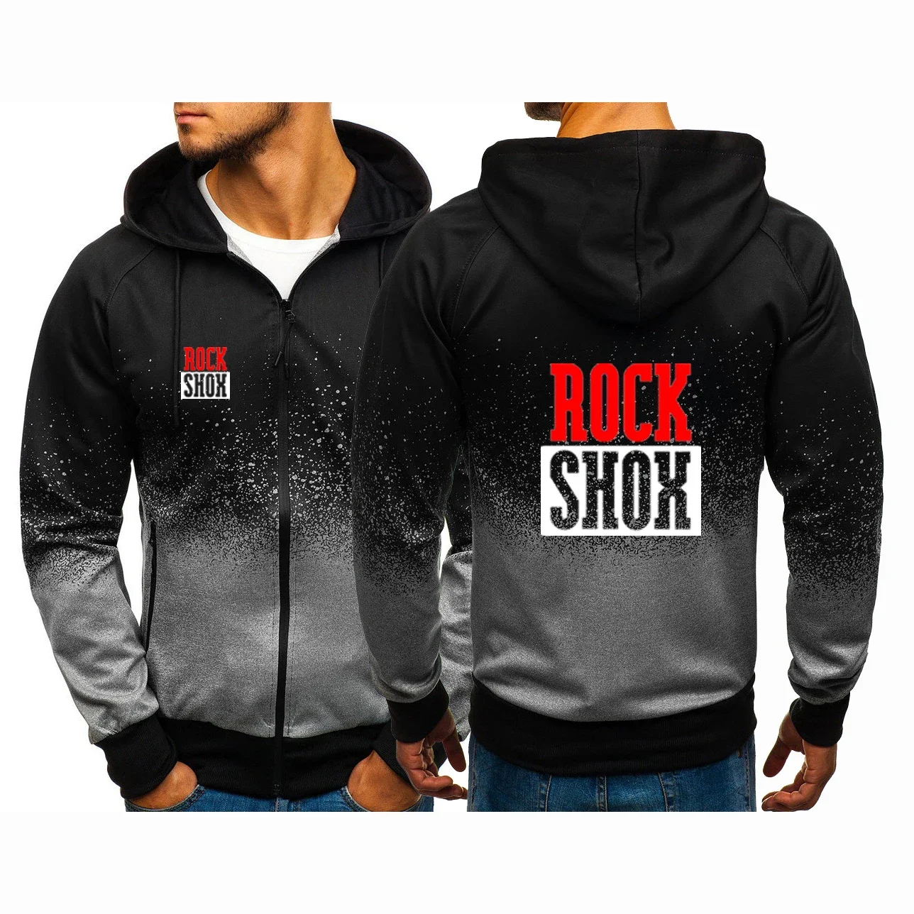 

Rock Shox 2024 Men's New Gradient Sweatshirts Harajuku Hoodies Zipper Handsome Cotton Clothing Jackets man Sportswear Coat Tops